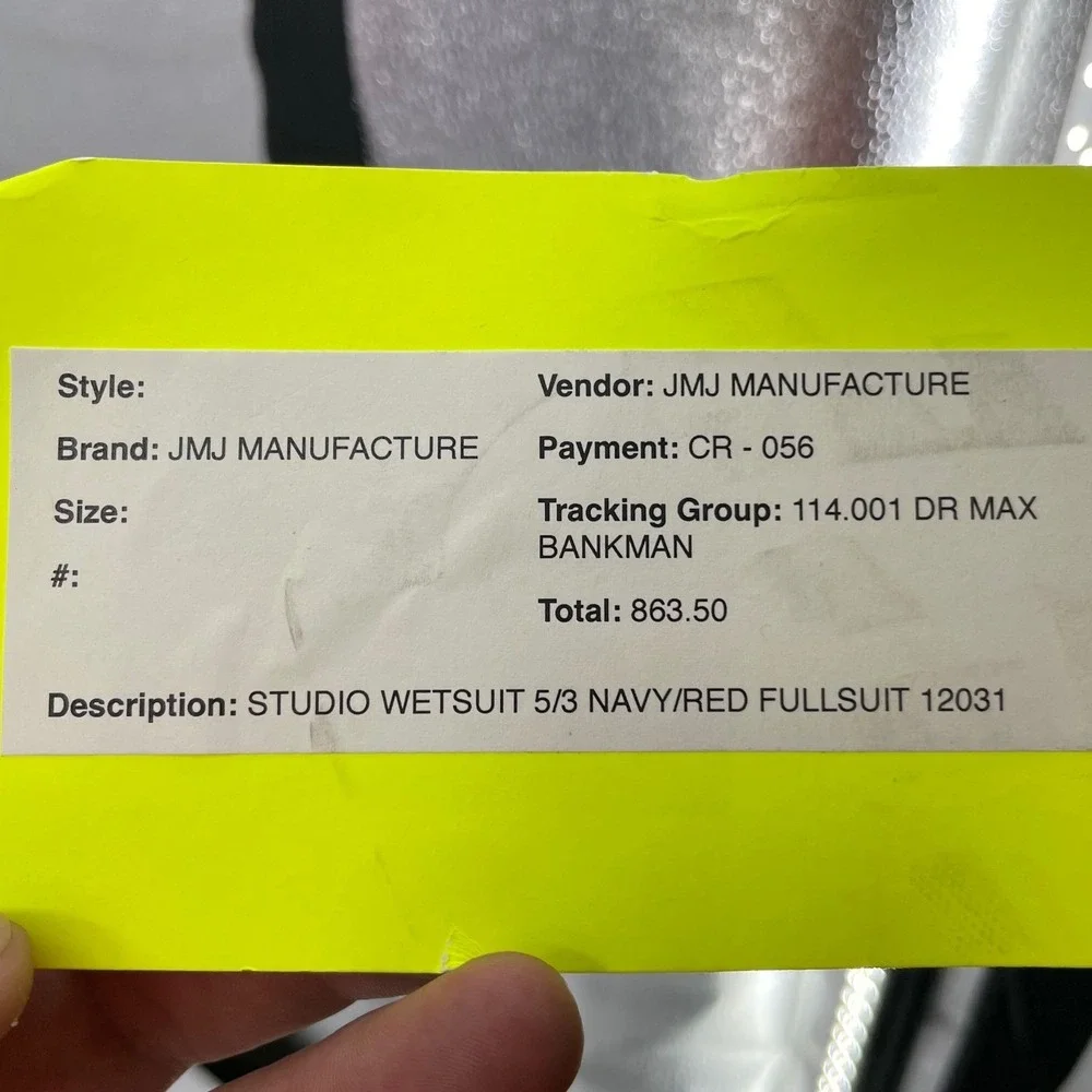 JMJ Manufacture Mens Wetsuit Studio 5/3 Fullsuit Navy Red Neoprene Medium